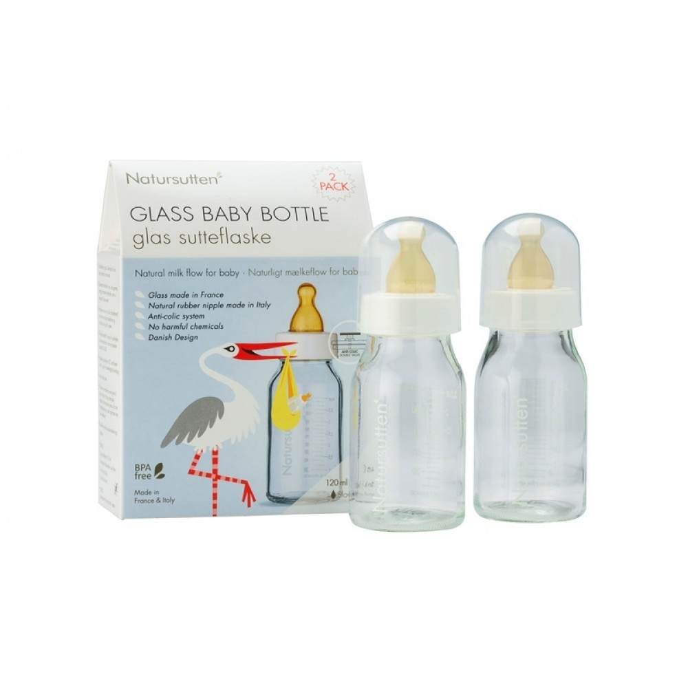 Natursutten® - glas sutteflaske 110 ml.- 2-pak