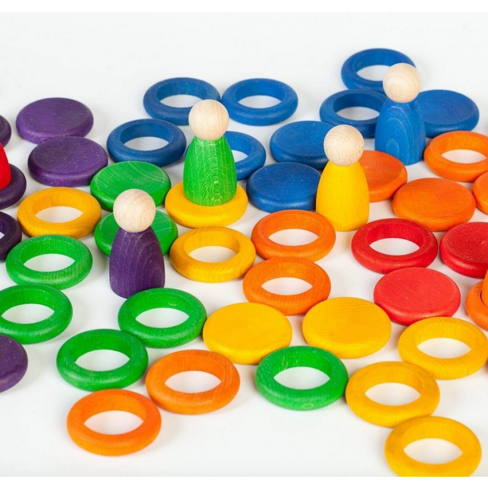 Grapat - 6 venner - 36 ringe - 18 mønter - regnbuefarver