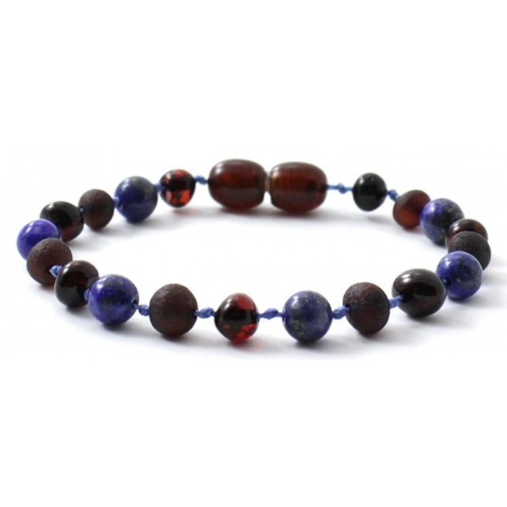 Rav armbånd - baby & barn - mat & poleret cherry & lapis lazuli