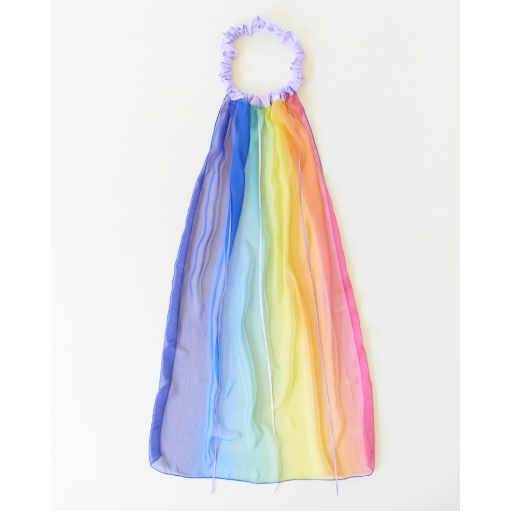 Sarah´s Silks - silkehårbånd med slør - Rainbow