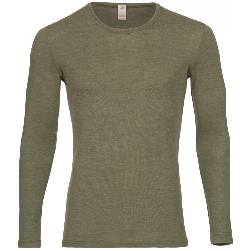 Engel - herre langærmet t-shirt - uld & silke - olive