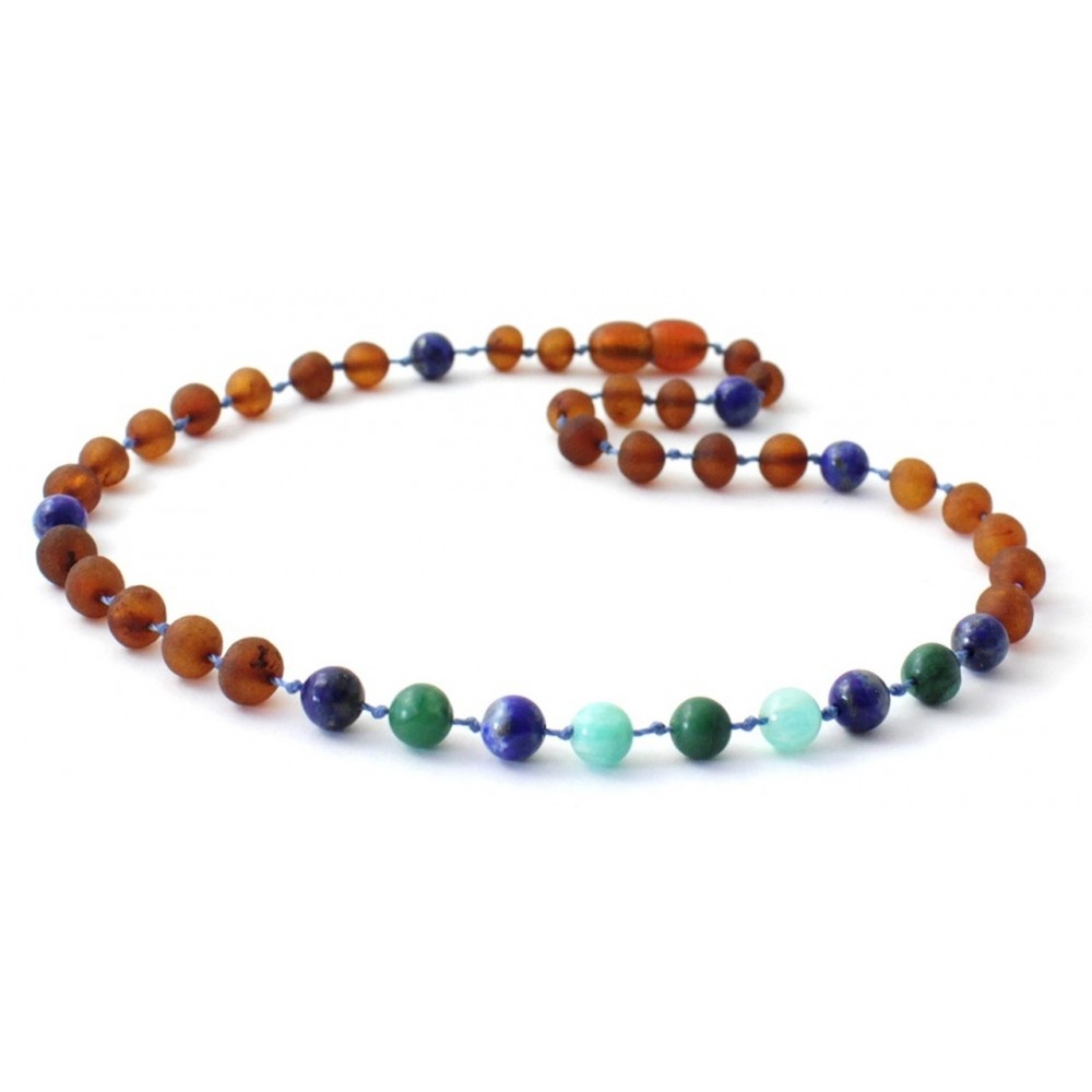 rav halskæde - baby & barn - raw cognac-jade-lapis lazuli & amazonit