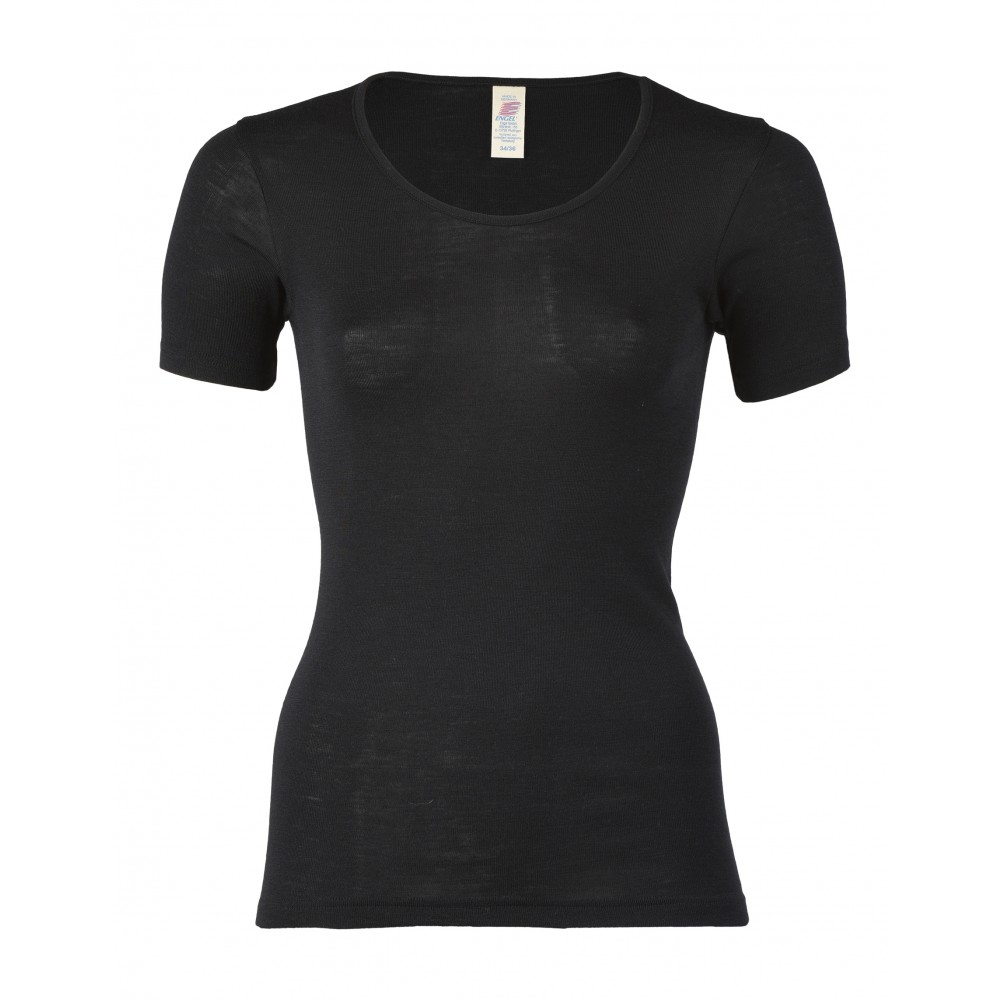 Engel - dame kortærmet t-shirt - uld & silke - sort