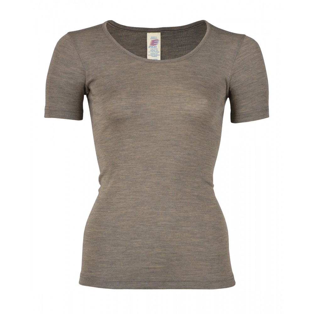 Engel - dame kortærmet t-shirt - uld & silke - valnød