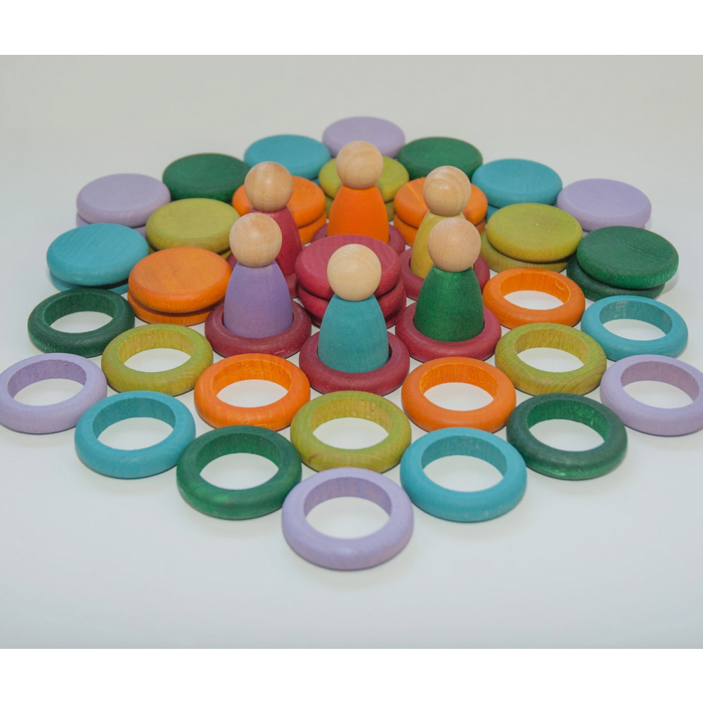 Grapat - 6 venner - 36 ringe - 18 mønter - pastel