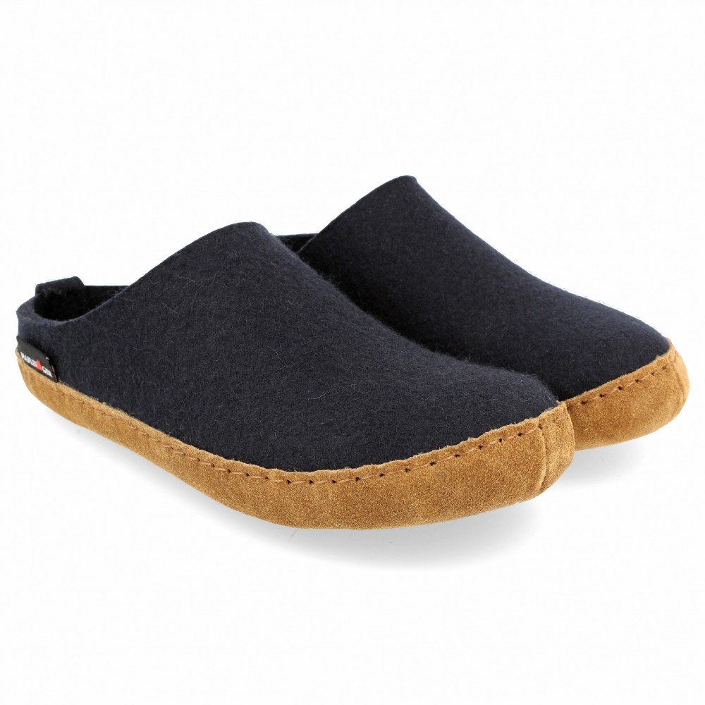 Haflinger - unisex hjemmesko i uld - Emils Tofffel - navy