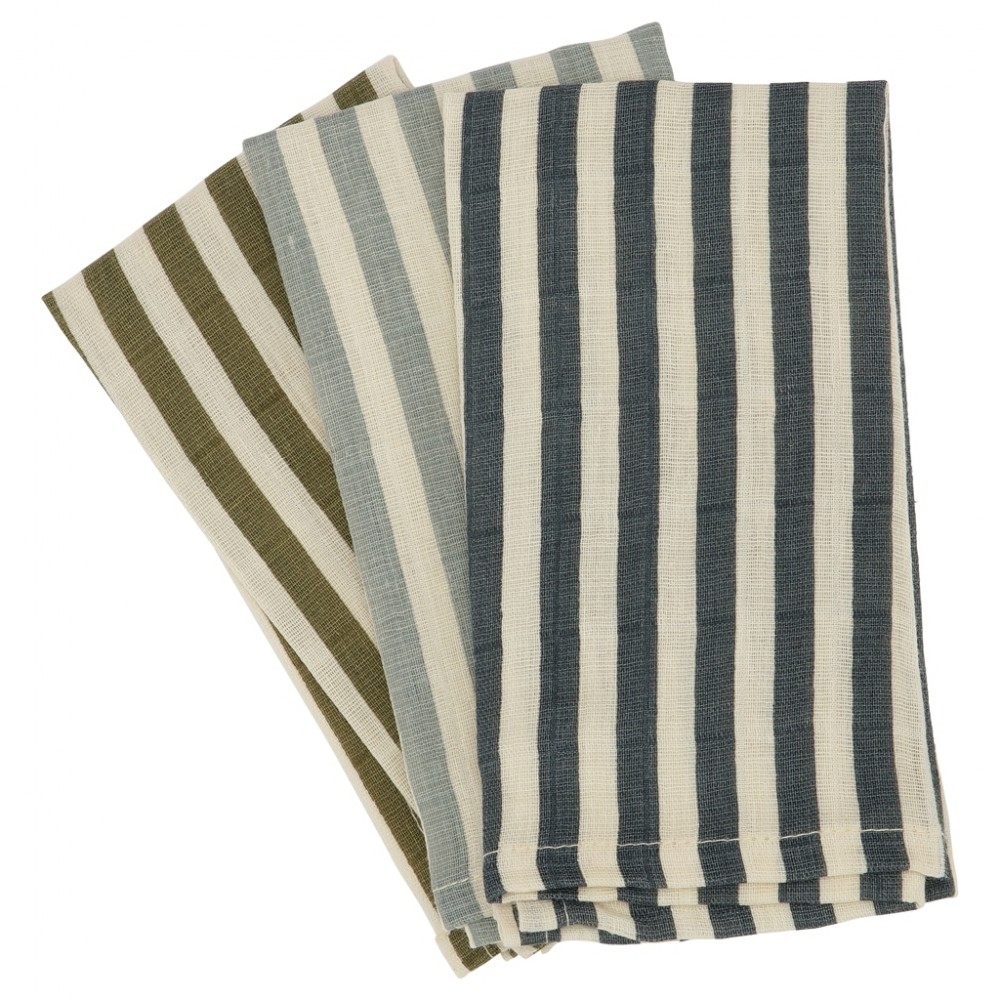 Haps Nordic - vaskeklude - 3-pak - stripe cold colours