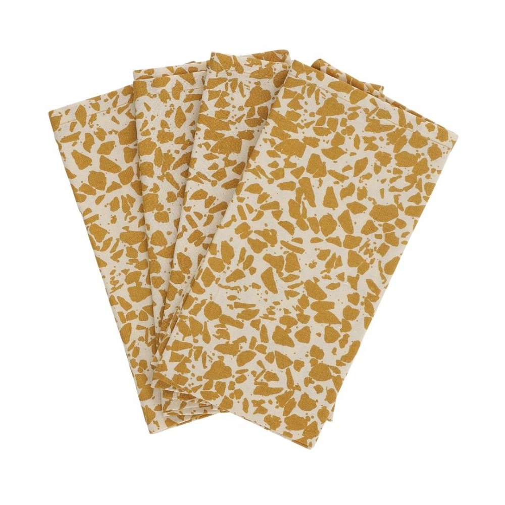 Haps Nordic - stofservietter - 4 stk. - mustard terrazzo