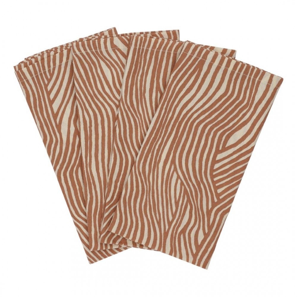 Haps Nordic - stofservietter - 4 stk. - warm terracotta wave