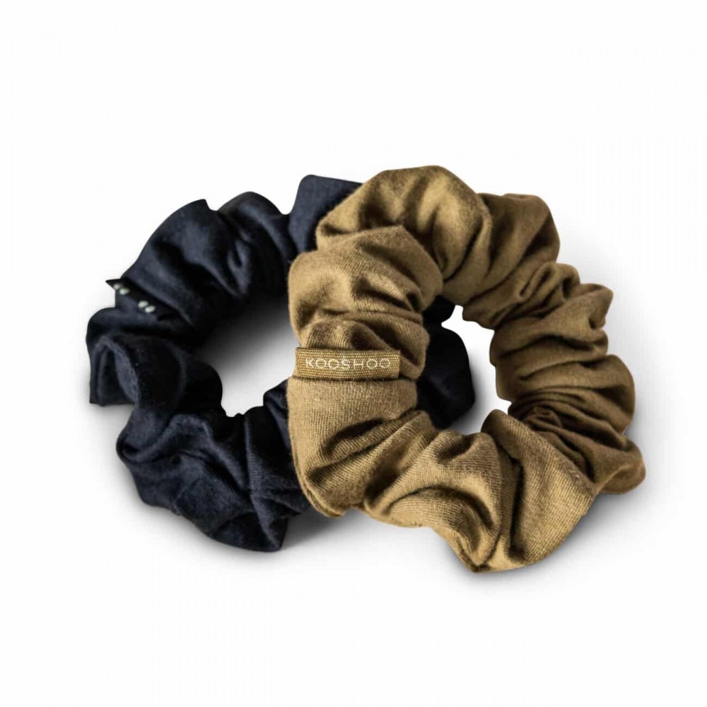 Kooshoo - økologiske hår scrunchie - sort & oliven