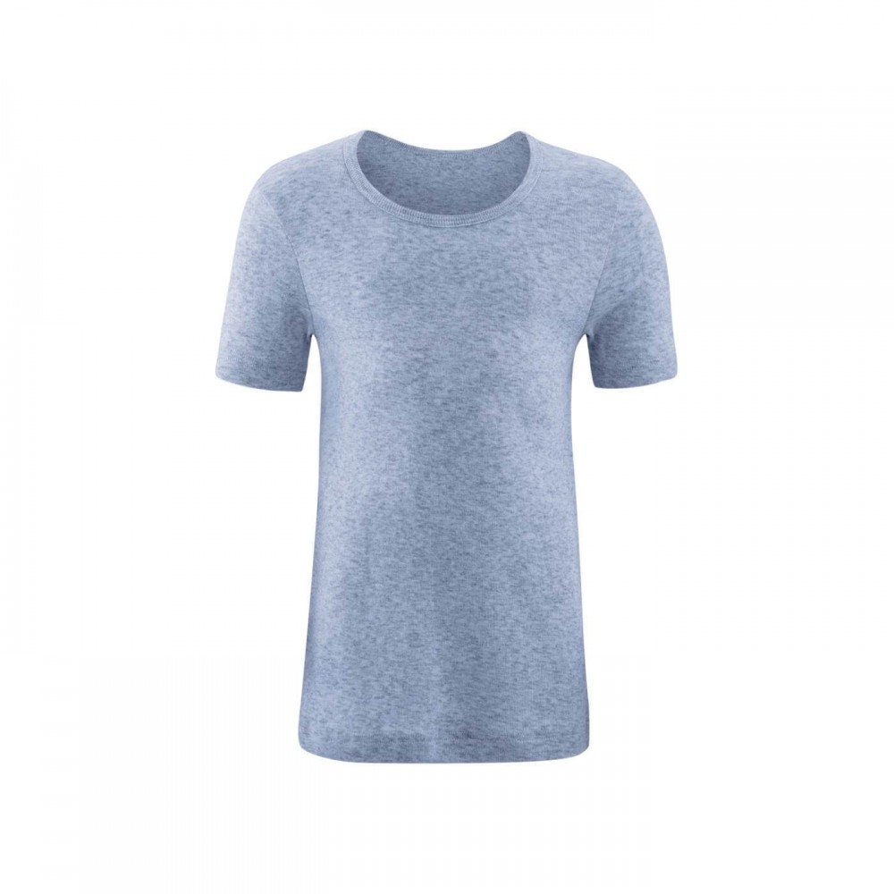 Living Crafts - kortærmet t-shirt - GOTS bomuld - blå melange