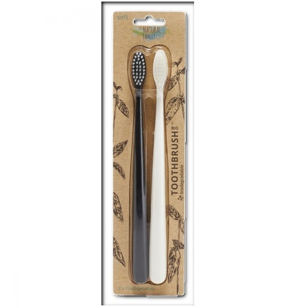 The Natural Family Co. - 2-pak tandbørste - sort & creme