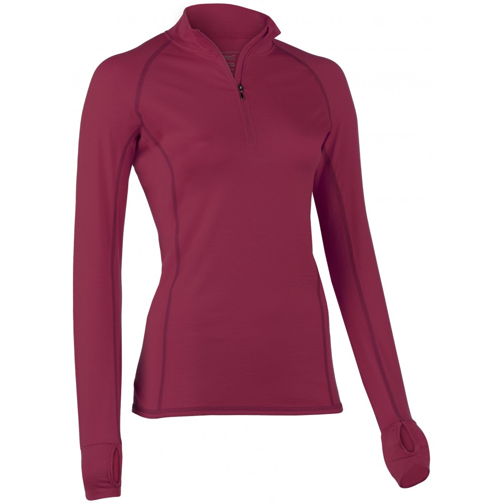 Engel Sports - dame - langærmet bluse med lynlås - slim fit - bordeaux