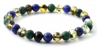 armbånd - voksen - poleret green-lapis lazuli & jade - 18 cm.