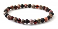 rav armbånd - voksen - poleret & upoleret cherry & Jasper - 18 cm.