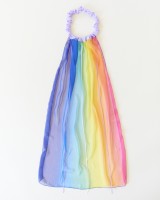 Sarah´s Silks - silkehårbånd med slør - Rainbow