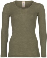 Engel - dame langærmet t-shirt - uld & silke - olive