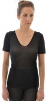Alkena - kortærmet t-shirt - v-hals - økologisk silke - sort