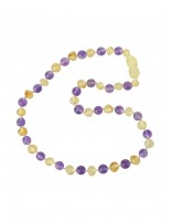 Rav halskæde - baby & barn - poleret lemon & amethyst