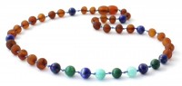 rav halskæde - baby & barn - raw cognac-jade-lapis lazuli & amazonit