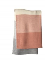 DISANA - babytæppe - økologisk uld - rosé/grå stribet