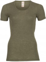 Engel - dame kortærmet t-shirt - uld & silke - olive