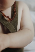 Rav halskæde - baby & barn - poleret cognac