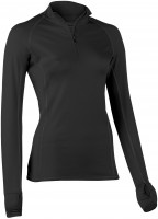 Engel Sports - dame - langærmet bluse med lynlås - slim fit - sort