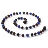 Rav halskæde - baby & barn - mat & poleret cherry - lapis lazuli
