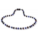 Rav halskæde - baby & barn - mat & poleret cherry - lapis lazuli