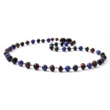 rav halskæde - større børn - mat & poleret cherry - lapis lazuli