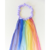 Sarah´s Silks - silkehårbånd med slør - Rainbow