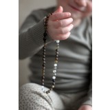 Rav halskæde - baby & barn - rav/månesten/pale rose quartz & smokey quartz