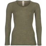 Engel - dame langærmet t-shirt - uld & silke - olive