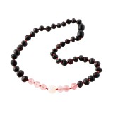 Rav halskæde - baby & barn - raw cherry - månesten - rosa quartz