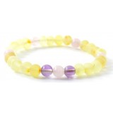 Rav armbånd - baby & barn - raw lemon - quartz & amethyst