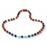 rav halskæde - baby & barn - raw cognac-jade-lapis lazuli & amazonit