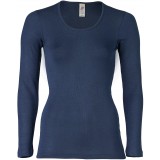 Engel - dame langærmet t-shirt - uld & silke - marineblå