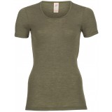 Engel - dame kortærmet t-shirt - uld & silke - olive