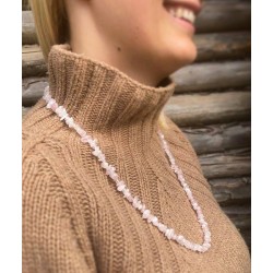 Rose quartz halskæde - voksen - chips - ekstra lang